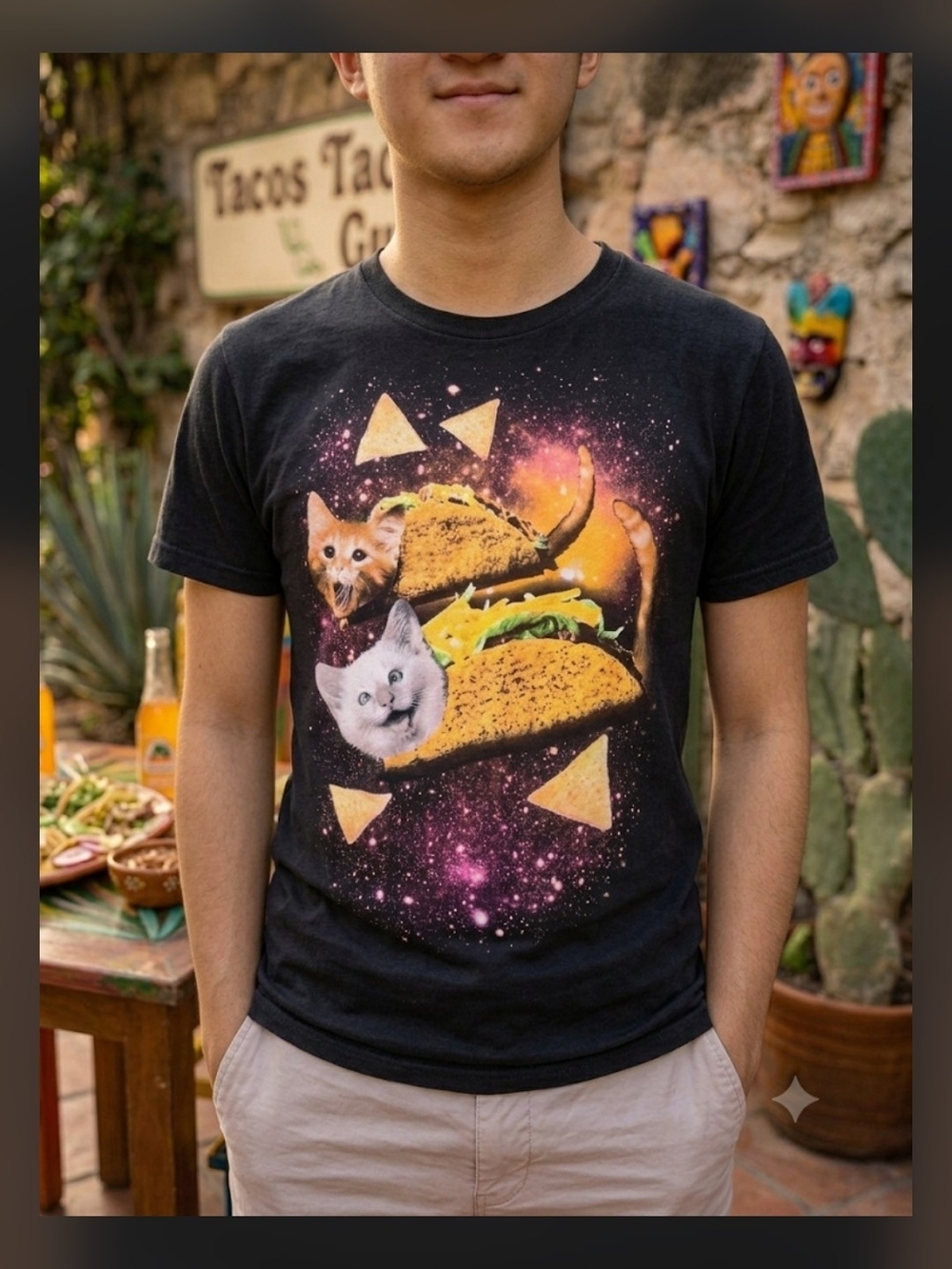 Black Cat Taco Graphic Tee Sz Sm